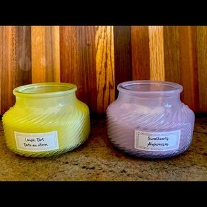 3 ounce candles set of 2, etched design glass